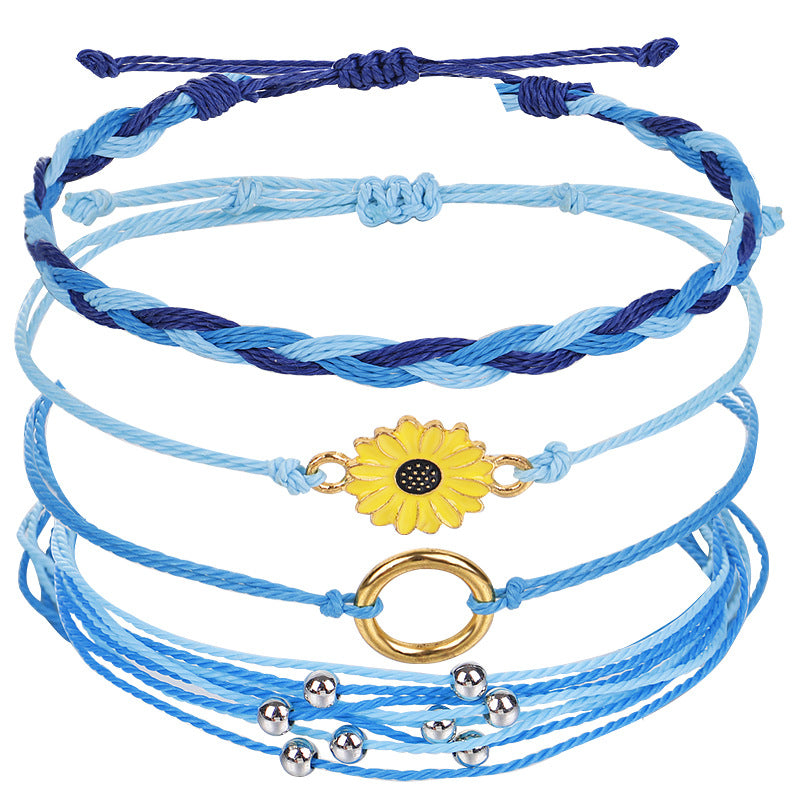 Wholesale Small Daisy Wax Thread Beads Bracelet Set